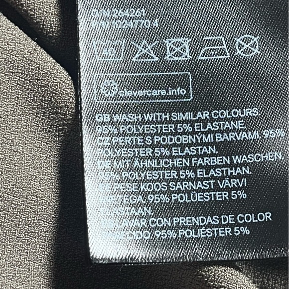 H&M Elegant Taupe Midi Shift Dress w/ side slits, short sleeves & V-neck, Small - Picture 8 of 9